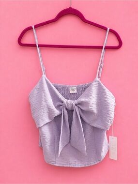 Lilac Tie-Front Spaghetti Strap Crop Camisole